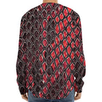 Red And Black Snakeskin Print Long Sleeve Baseball Jersey