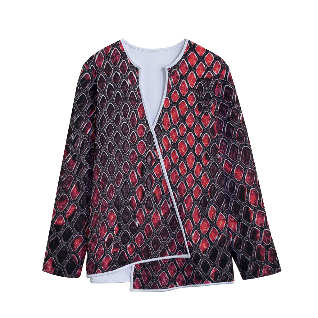 Red And Black Snakeskin Print Long Sleeve Short Coat