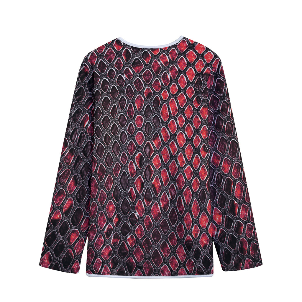 Red And Black Snakeskin Print Long Sleeve Short Coat