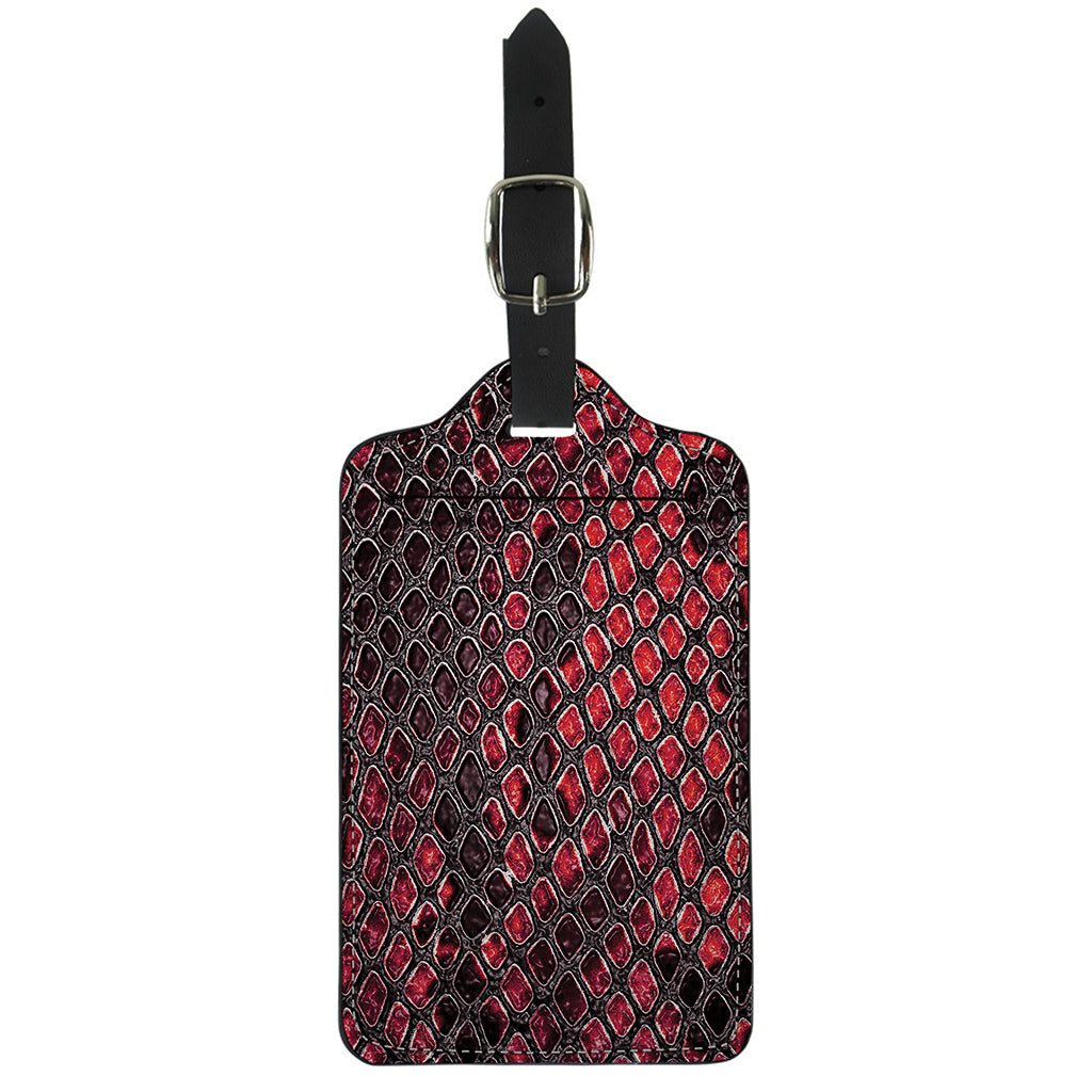 Red And Black Snakeskin Print Luggage Tag