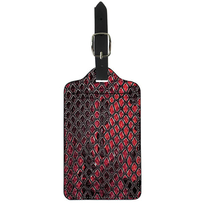 Red And Black Snakeskin Print Luggage Tag
