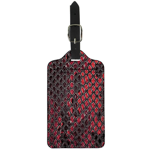 Red And Black Snakeskin Print Luggage Tag