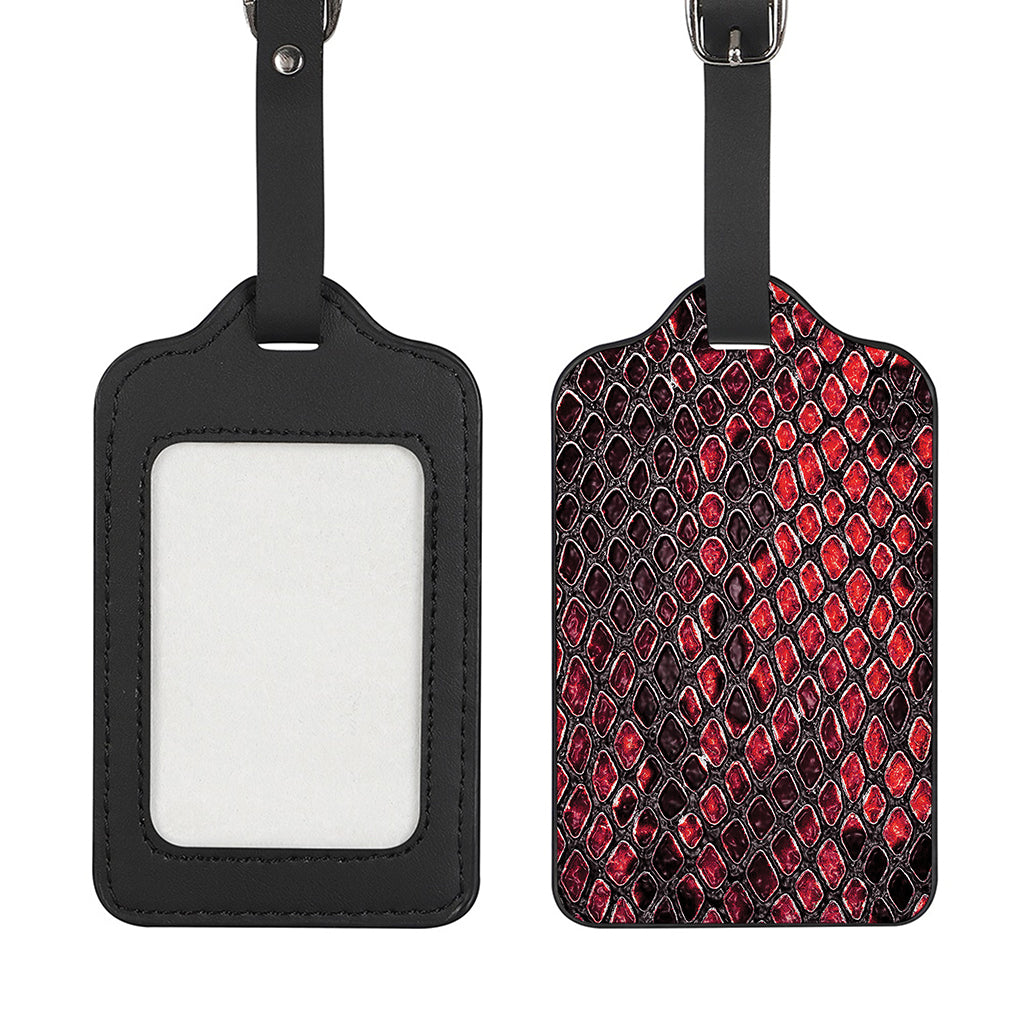 Red And Black Snakeskin Print Luggage Tag