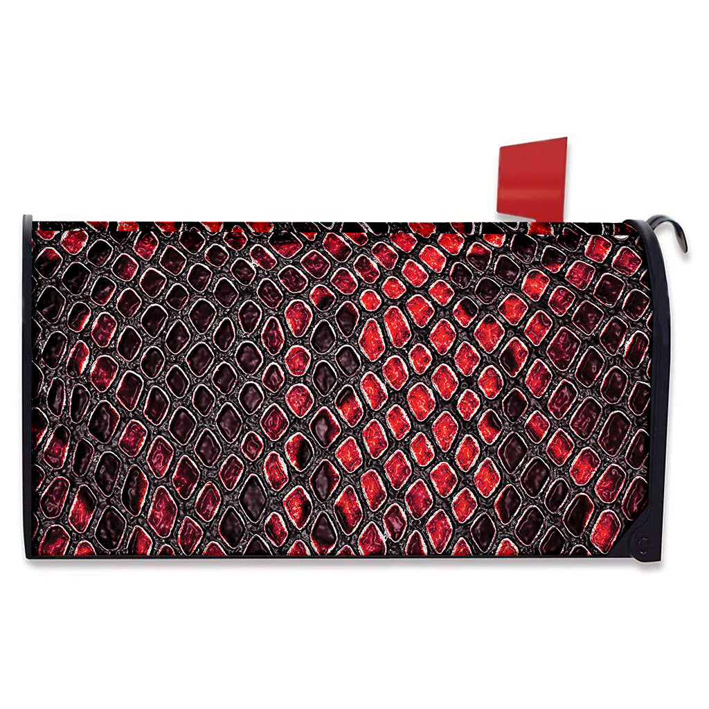Red And Black Snakeskin Print Mailbox Cover