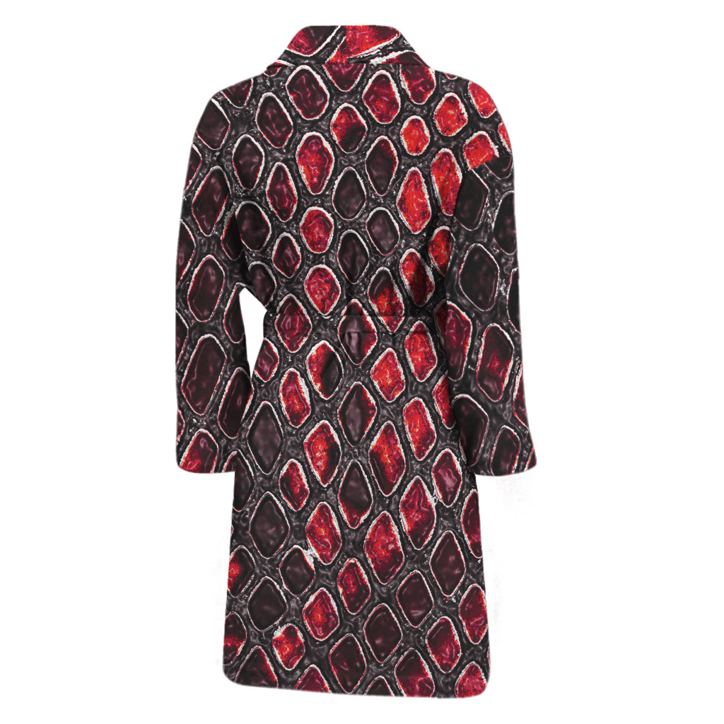 Red And Black Snakeskin Print Men's Bathrobe