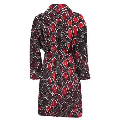 Red And Black Snakeskin Print Men's Bathrobe
