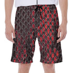 Red And Black Snakeskin Print Men's Beach Shorts