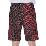 Red And Black Snakeskin Print Men's Beach Shorts