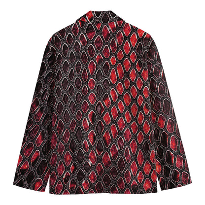 Red And Black Snakeskin Print Men's Blazer