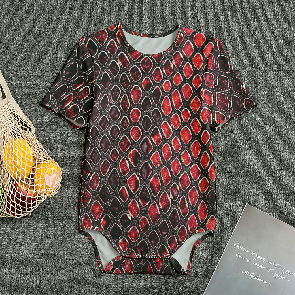 Red And Black Snakeskin Print Men's Bodysuit