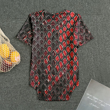 Red And Black Snakeskin Print Men's Bodysuit