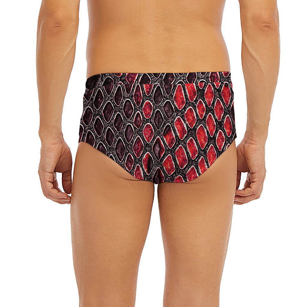 Red And Black Snakeskin Print Men's Briefs