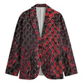 Red And Black Snakeskin Print Men's Cotton Blazer