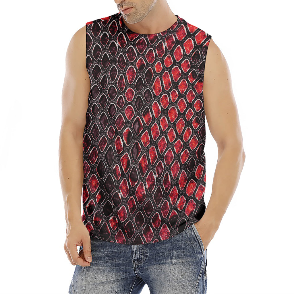 Red And Black Snakeskin Print Men's Fitness Tank Top