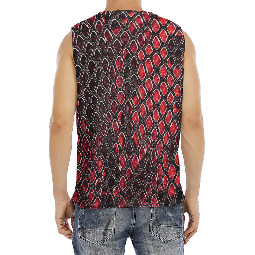 Red And Black Snakeskin Print Men's Fitness Tank Top