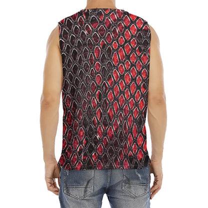 Red And Black Snakeskin Print Men's Fitness Tank Top