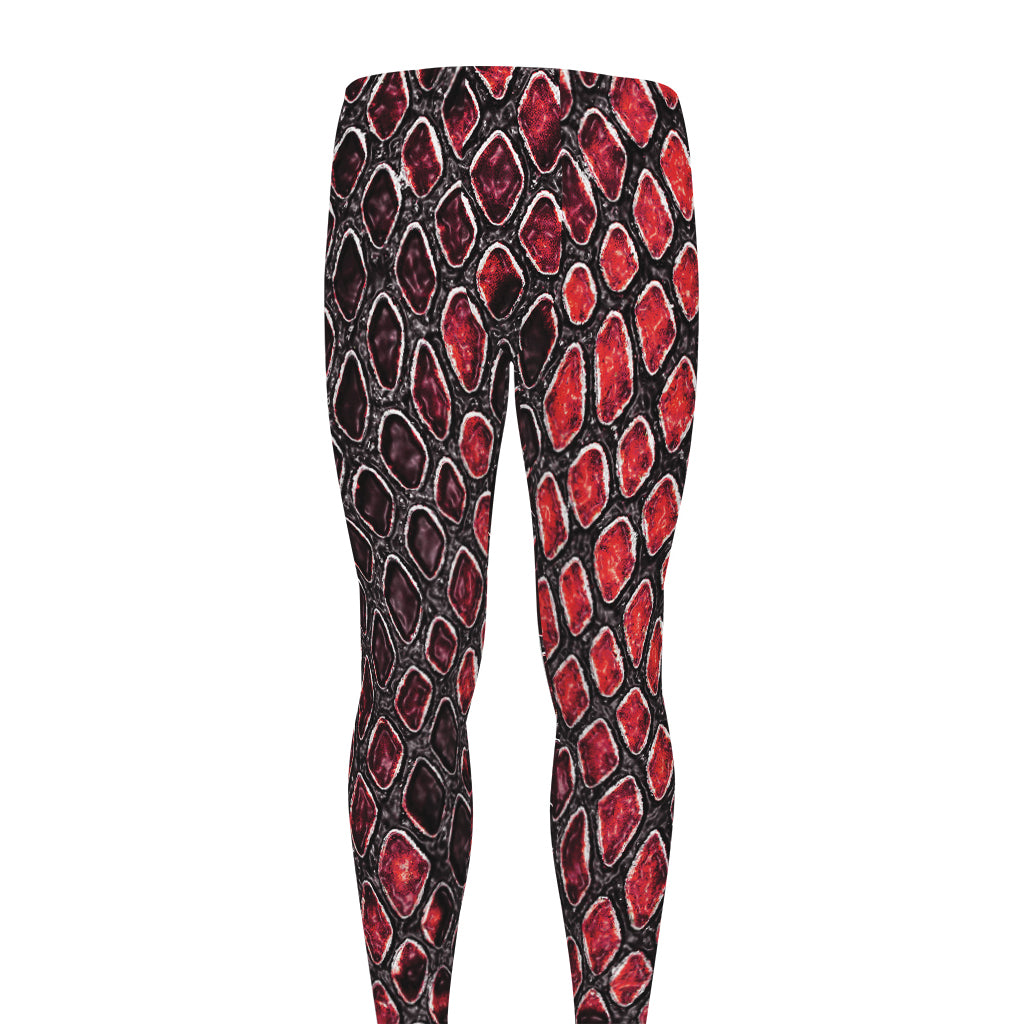 Red And Black Snakeskin Print Men's leggings