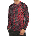 Red And Black Snakeskin Print Men's Long Sleeve Rash Guard