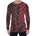 Red And Black Snakeskin Print Men's Long Sleeve T-Shirt