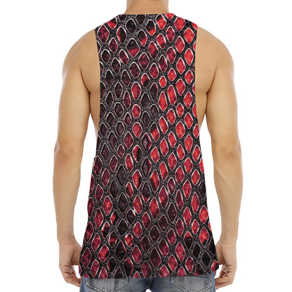 Red And Black Snakeskin Print Men's Muscle Tank Top