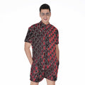 Red And Black Snakeskin Print Men's Romper