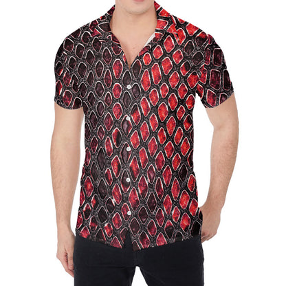 Red And Black Snakeskin Print Men's Shirt