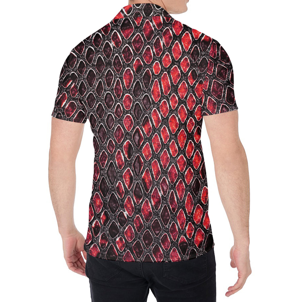 Red And Black Snakeskin Print Men's Shirt