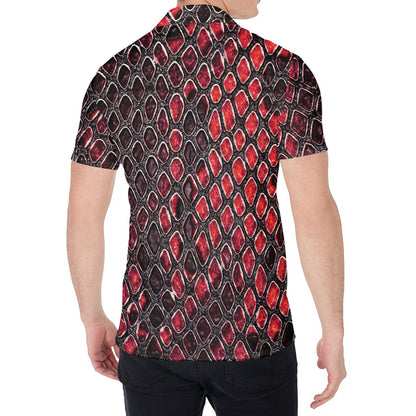 Red And Black Snakeskin Print Men's Shirt