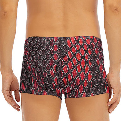Red And Black Snakeskin Print Men's Short Boxer Briefs