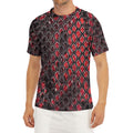 Red And Black Snakeskin Print Men's Short Sleeve Rash Guard