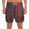 Red And Black Snakeskin Print Men's Split Running Shorts