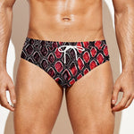 Red And Black Snakeskin Print Men's Swim Briefs