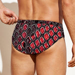 Red And Black Snakeskin Print Men's Swim Briefs