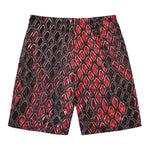 Red And Black Snakeskin Print Men's Swim Trunks
