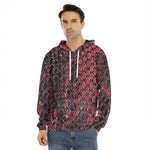 Red And Black Snakeskin Print Men's Velvet Pullover Hoodie