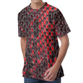 Red And Black Snakeskin Print Men's Velvet T-Shirt