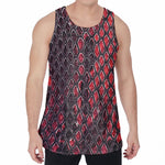 Red And Black Snakeskin Print Men's Velvet Tank Top