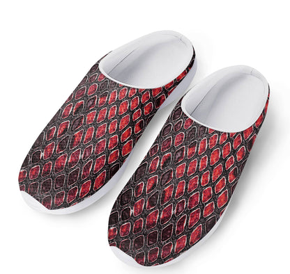Red And Black Snakeskin Print Mesh Casual Shoes