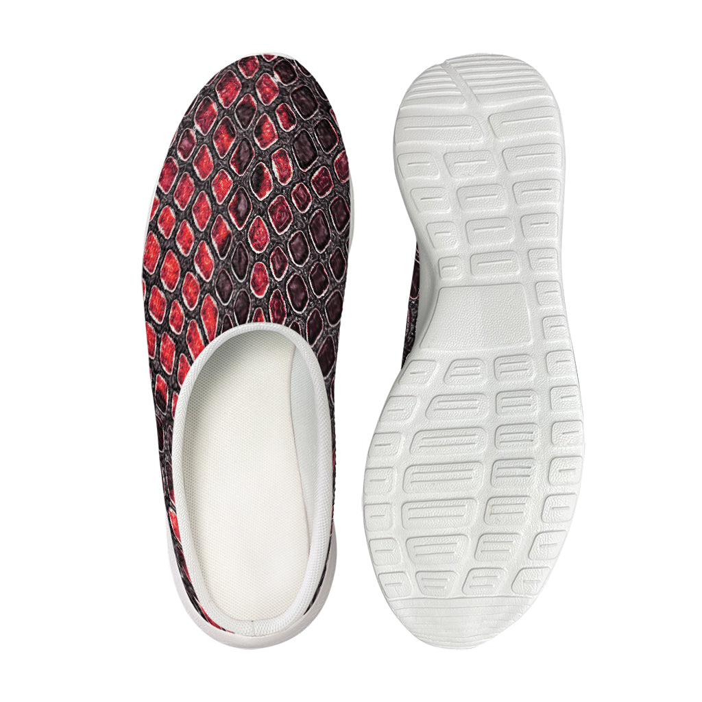 Red And Black Snakeskin Print Mesh Casual Shoes
