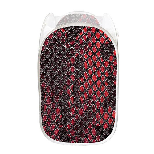 Red And Black Snakeskin Print Mesh Laundry Hamper
