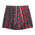 Red And Black Snakeskin Print Mesh Shorts