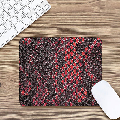 Red And Black Snakeskin Print Mouse Pad