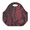 Red And Black Snakeskin Print Neoprene Lunch Bag
