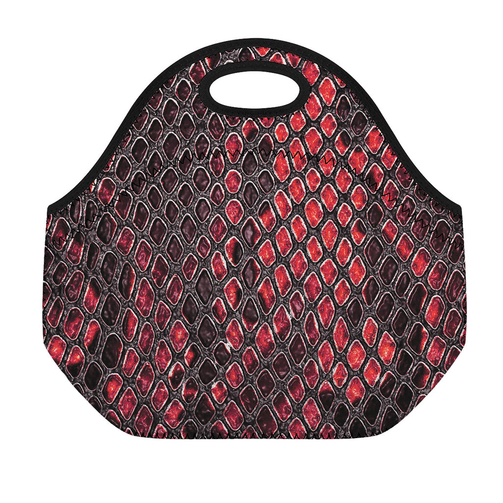 Red And Black Snakeskin Print Neoprene Lunch Bag