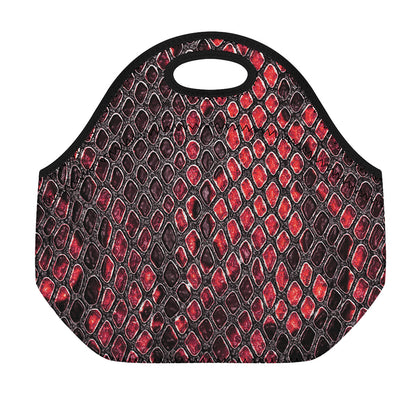 Red And Black Snakeskin Print Neoprene Lunch Bag