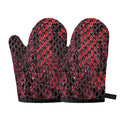 Red And Black Snakeskin Print Oven Mitts