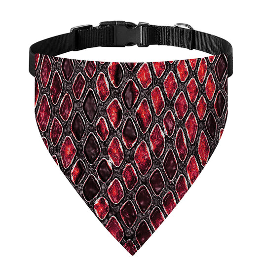 Red And Black Snakeskin Print Over The Collar Dog Bandana