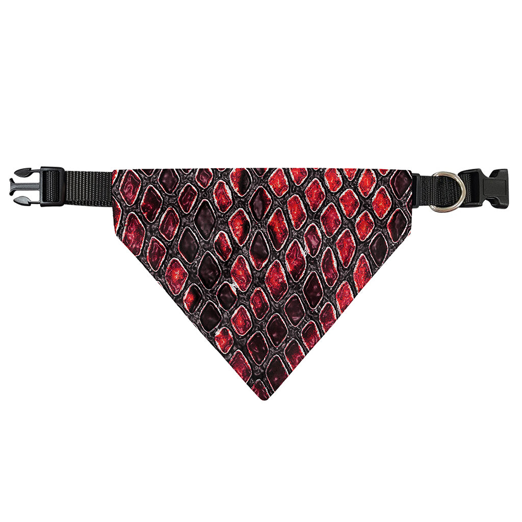 Red And Black Snakeskin Print Over The Collar Dog Bandana