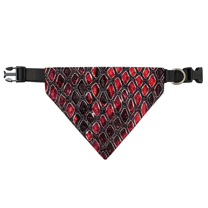 Red And Black Snakeskin Print Over The Collar Dog Bandana