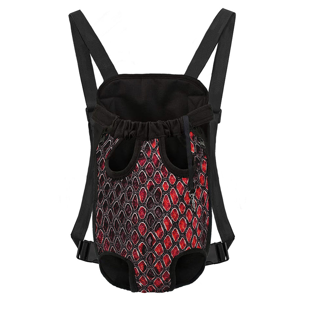 Red And Black Snakeskin Print Pet Carrier Backpack